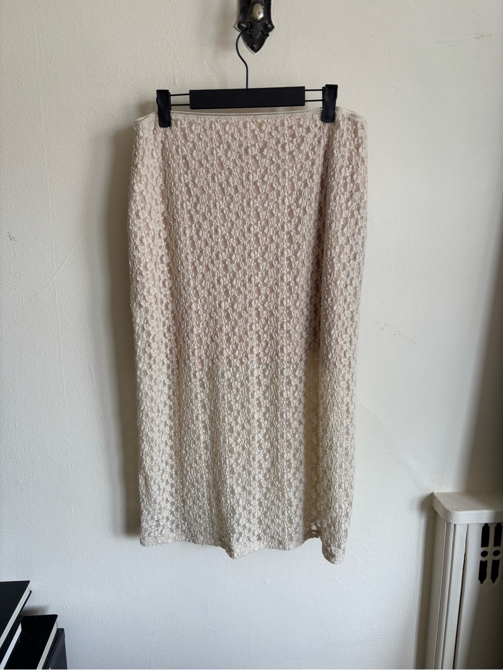 Lace layered midi skirt